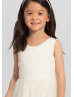 Pleated Tulle Tea Length Tiered Skirt Flower Girl Dress